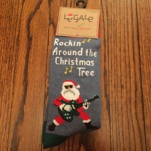 NWT Christmas Novelty Socks, Rockin Santa w guitar